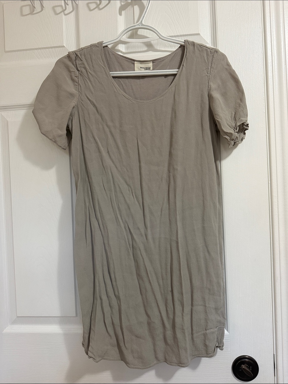 Wilfred Scoop Neck Short Puff Sleeve Tunic - Taupe